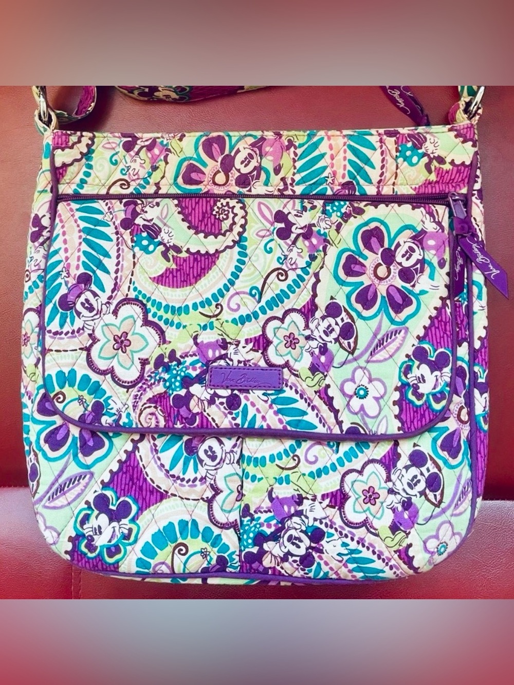 Disney Parks Vera Bradley Floral Paisley Quilted Crossbody Bag